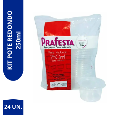 Pote Descartável 250ML Redondo Freezer Microondas C/24